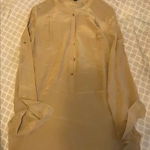 Long sleeved beige silk shirt by Ann Taylor
